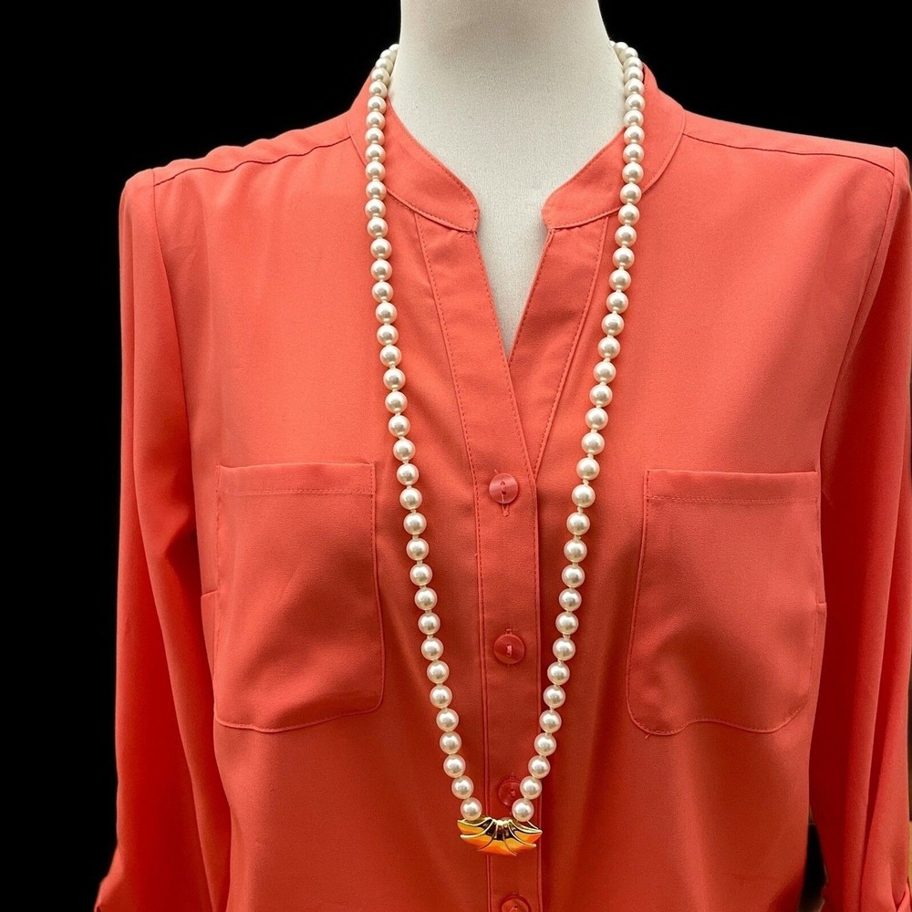 White Faux Pearls Beaded‎ Gold-tone Women's Fashion Necklace NWOT